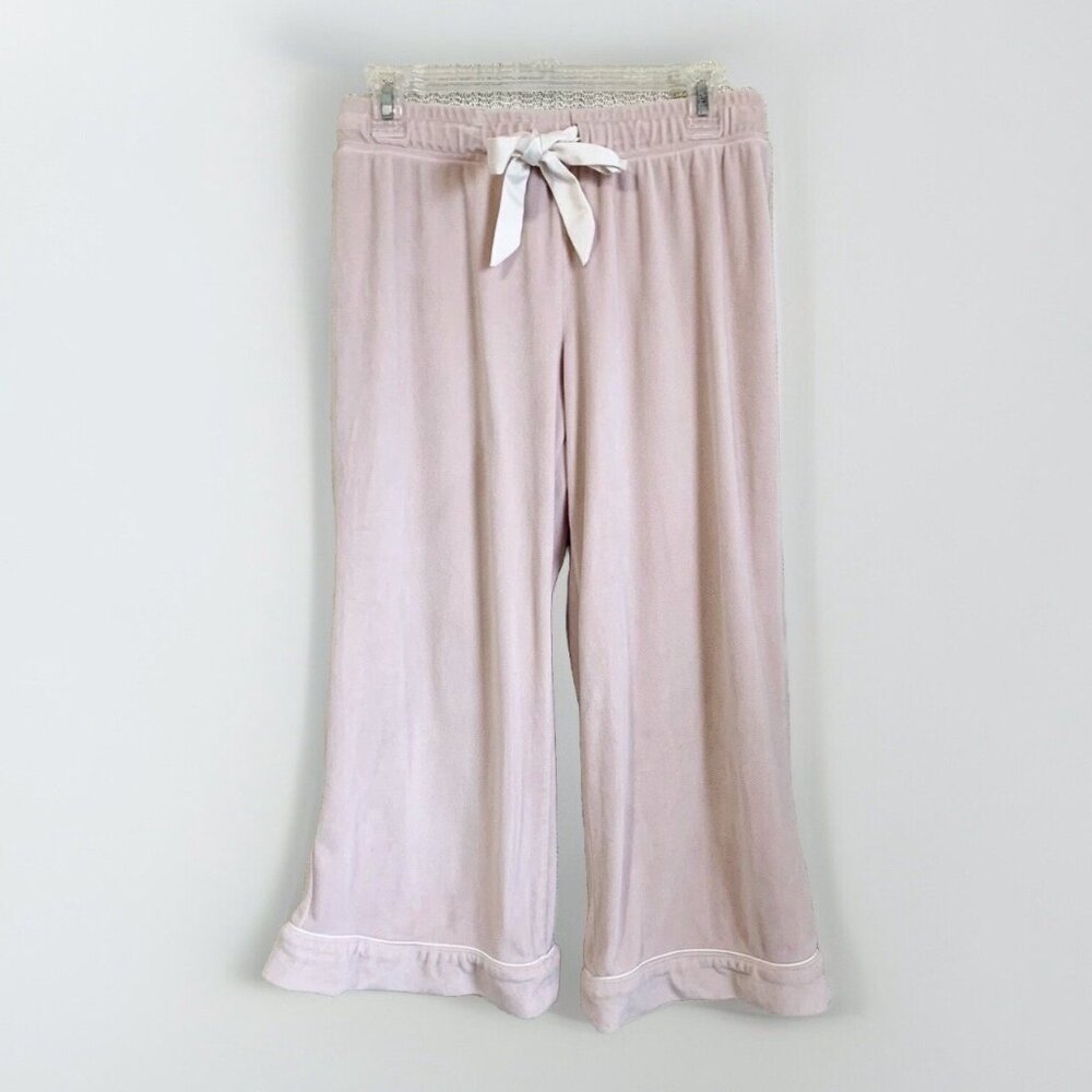 Rachel Parcell Womens Velvet Wide Leg Cropped Pants XS Pink Soft Girl Loungewear